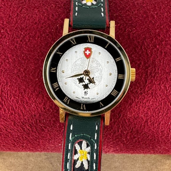 Vintage Swiss Made watch with adjustable embroider Leather Strap Swiss movement - Picture 5 of 10